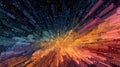Abstract Cosmic Explosion of Colorful Stars and Light Rays Royalty Free Stock Photo