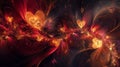 Abstract Cosmic Heartscape: Glowing Red and Gold Nebula Royalty Free Stock Photo