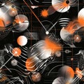 Abstract Cosmic Network: Black and Orange Universe Illustration Royalty Free Stock Photo