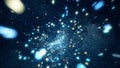 Abstract cosmic space with bright stars. Animation. Moving among bright sparkling stars in outer space of clear night Royalty Free Stock Photo