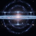 Abstract cosmic structure featuring interconnected galaxies, cosmic strings, and dimensional wormholes Royalty Free Stock Photo