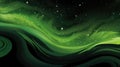 Abstract Cosmic Swirls with Stars. Abstract swirls of green and black under a star-studded sky