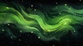Abstract Cosmic Swirls with Stars. Abstract swirls of green and black under a star-studded sky