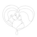 Abstract couple in a modern abstract minimalist one line style.