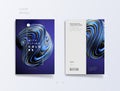 Abstract cover template with trendy 3d blue black twisted shape, can be used for business, branding poster and broshure