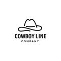 Abstract Cowboy Fedora hat outline vector icon logo. Thin line black fedora hat icon, Royalty Free Stock Photo