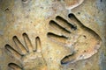 Abstract Cracked Hand Print on Wall Royalty Free Stock Photo