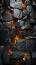 Abstract Cracked Rock Texture with Glowing Lava Cracks