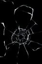 Abstract cracked texture of broken glass on a black background. Royalty Free Stock Photo