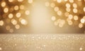 Abstract cream background with blurry festival lights and outdoor celebration bokeh