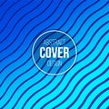 Abstract creative concept layout template. Modern abstract cover from bright blue wavy lines, stripes. Vector geometric color Royalty Free Stock Photo