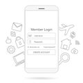 Abstract creative concept vector member login form interface. For web page, site, mobile applications, art illustration Royalty Free Stock Photo