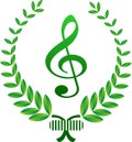 Star design round shape inside music symbol and notes