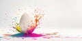 Abstract Creative Easter egg inside colourful explosion, banner