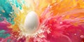 Abstract Creative Easter egg inside colourful explosion