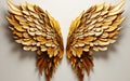 Abstract creative hand-painted golden three-dimensional oil painting wings art illustration