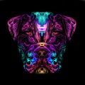 Abstract creative illustration with colorful bulldog