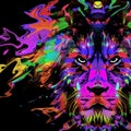 Abstract creative illustration with colorful lion