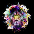 Abstract creative illustration with colorful lion Royalty Free Stock Photo