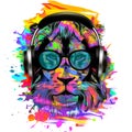 Abstract creative illustration with colorful lion Royalty Free Stock Photo
