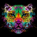 Abstract creative illustration with colorful lion