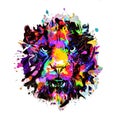 Abstract creative illustration with colorful lion Royalty Free Stock Photo