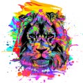 Abstract creative illustration with colorful lion Royalty Free Stock Photo