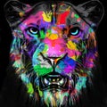 Abstract creative illustration with colorful tiger