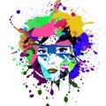 Abstract creative illustration with colorful woman face