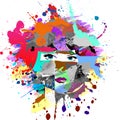 Abstract creative illustration with colorful woman face