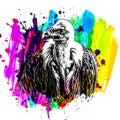 Abstract creative illustrationcolorful artistic eagle isolated on white background