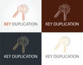 Abstract creative key duplication logo concept. Professional skilled key cutter sign