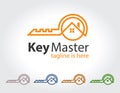 Abstract creative key duplication logo concept. Professional skilled key cutter sign