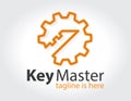Abstract creative key duplication logo concept. Professional skilled key cutter sign