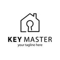 Abstract creative key duplication logo concept. Professional skilled key cutter sign