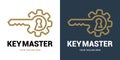 Abstract creative key duplication logo concept. Professional skilled key cutter sign