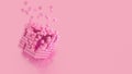 Abstract creative modern pastel pink 3D background a three-dimensional cube lying on its side and exploding small cube Royalty Free Stock Photo
