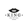 Abstract creative smiley mouth with crown teeth inside, king dental logo, dentist logo