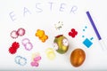 Abstract creativity spring Easter background with colored eggs a
