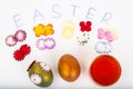 Abstract creativity spring Easter background with colored eggs a