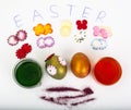 Abstract creativity spring Easter background with colored eggs a