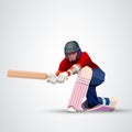 Abstract cricket player polygonal low poly illustration