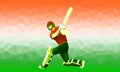 Abstract cricket player polygonal low poly illustration