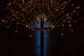 Abstract cross in church on black cement background