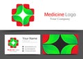 Abstract Cross Green Red Corporate Logo and Business Card Sign