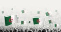 Abstract crowd with flag of Algeria. Peoples protest, revolution, strike and demonstration with flag of Algeria