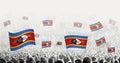 Abstract crowd with flag of Swaziland. Peoples protest, revolution, strike and demonstration with flag of Swaziland