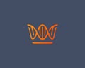 Abstract crown DNA logo icon design modern minimal style illustration. Royal king medical science vector emblem sign