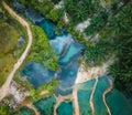 Abstract crystal clear Emerald pool during sunrise F. Royalty Free Stock Photo