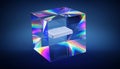 Abstract Crystal Cube with Rainbow Refractions and White Object Royalty Free Stock Photo